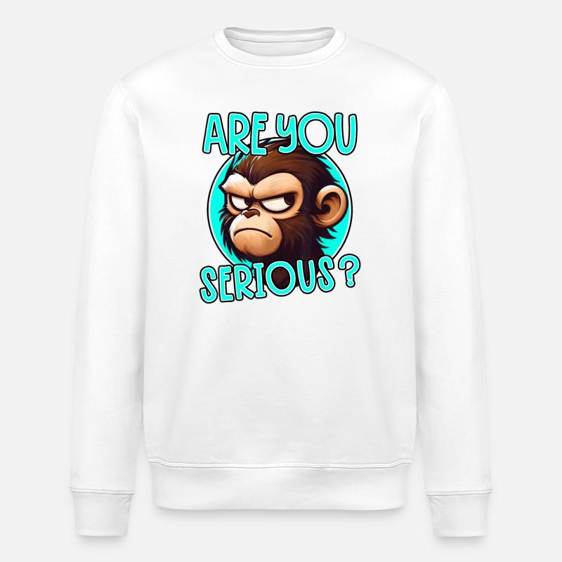 Bist du Serious Monkey? - Stanley/Stella Unisex Bio-Sweatshirt ROLLER - Weiß