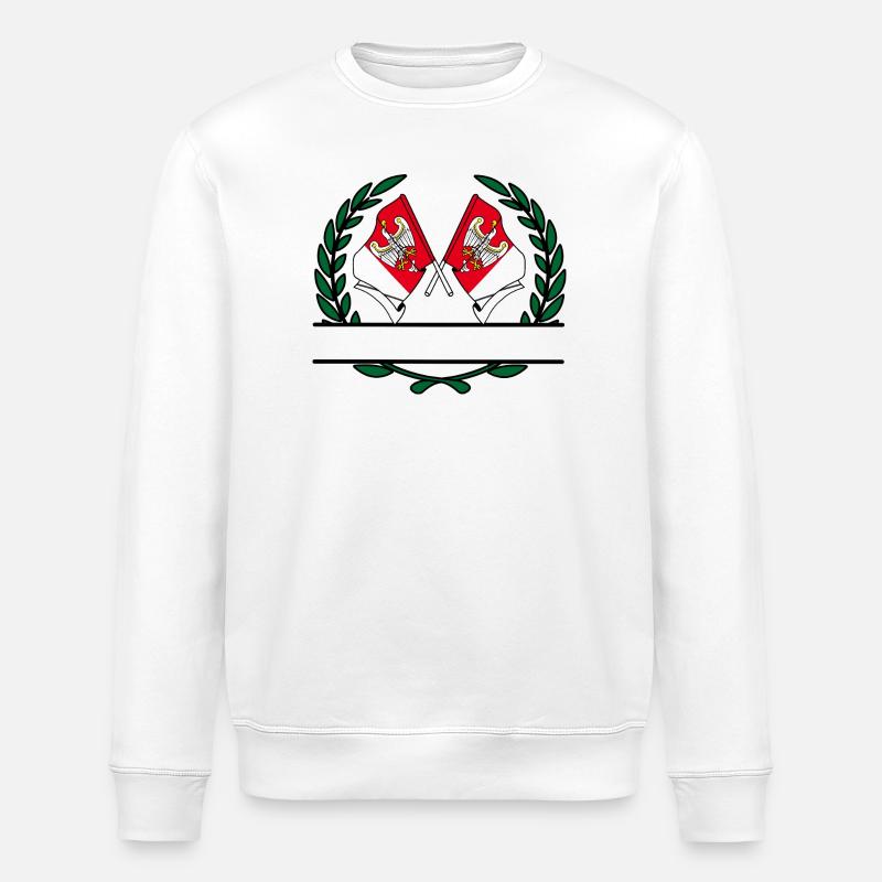 Flags Greater Poland laurel wreath banner - Stanley/Stella ROLLER Unisex Organic Sweatshirt - white