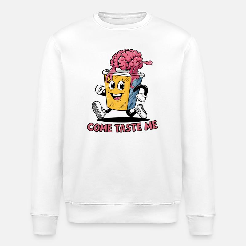 Funny juice cup with brain - Stanley/Stella ROLLER Unisex Organic Sweatshirt - white