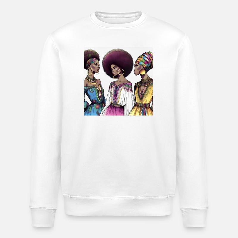 Afro style Élégance Africaine - Sweat bio ROLLER Stanley/Stella Unisexe - blanc