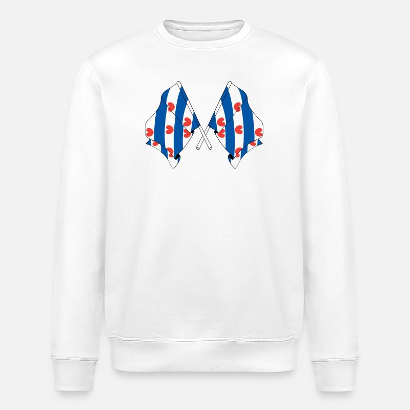 Zwei Flaggen der Provinz Friesland - Stanley/Stella Unisex Bio-Sweatshirt ROLLER - Weiß