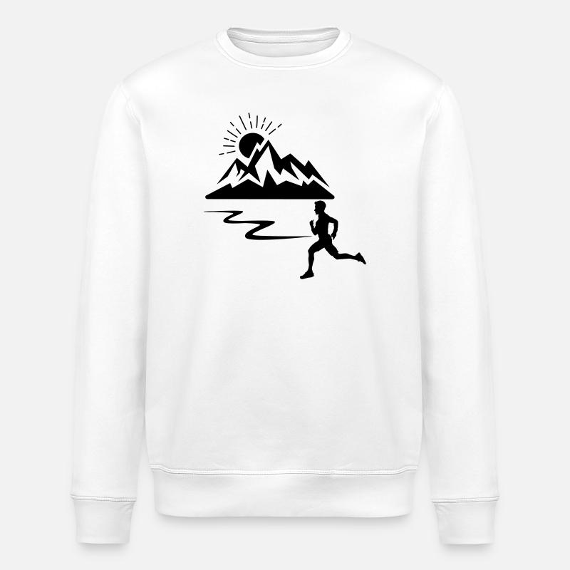 Läufer Mann mit Bergen - Stanley/Stella Unisex Bio-Sweatshirt ROLLER - Weiß