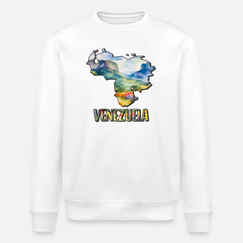 Carte à l’aquarelle Venezuela - Sweat bio ROLLER Stanley/Stella Unisexe - blanc
