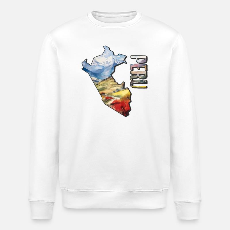 Carte à l’aquarelle du Pérou - Sweat bio ROLLER Stanley/Stella Unisexe - blanc