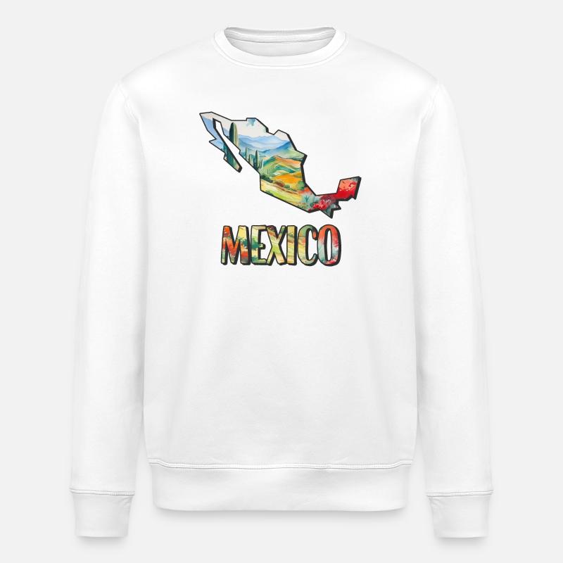 Carte à l’aquarelle du Mexique - Sweat bio ROLLER Stanley/Stella Unisexe - blanc