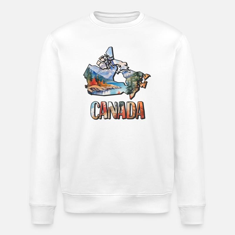 Carte à l’aquarelle du Canada - Sweat bio ROLLER Stanley/Stella Unisexe - blanc