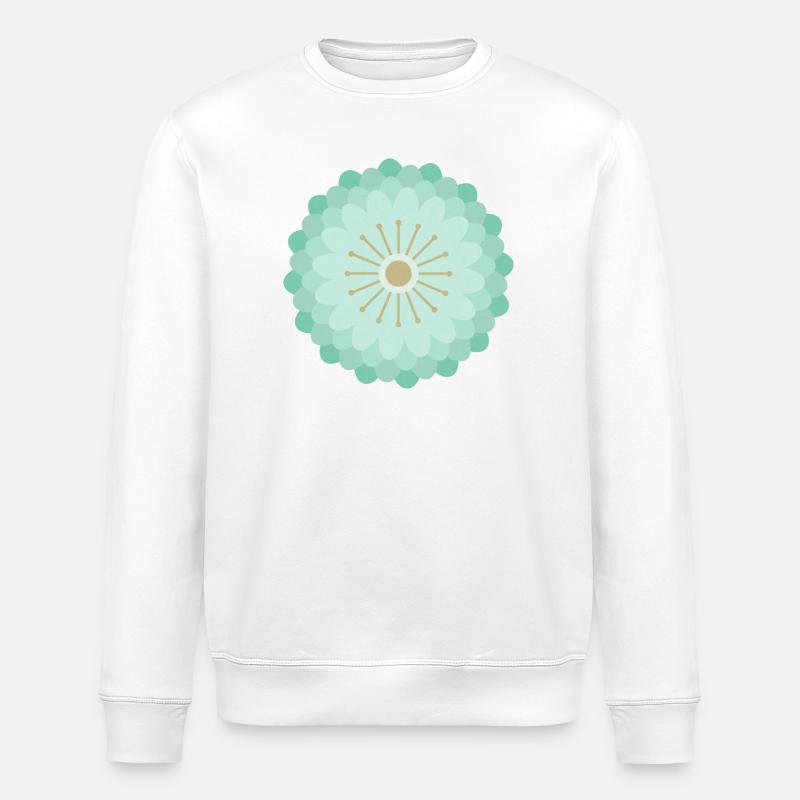 Vert menthe et fleur dorée - Sweat bio ROLLER Stanley/Stella Unisexe - blanc