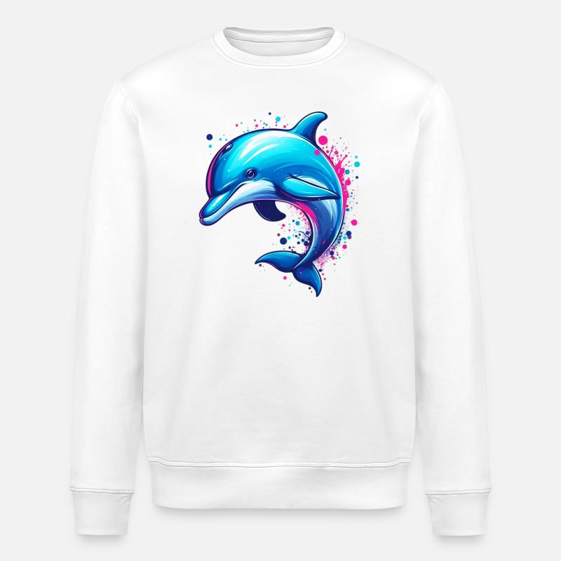 Dolphin - Stanley/Stella ROLLER Unisex Organic Sweatshirt - white