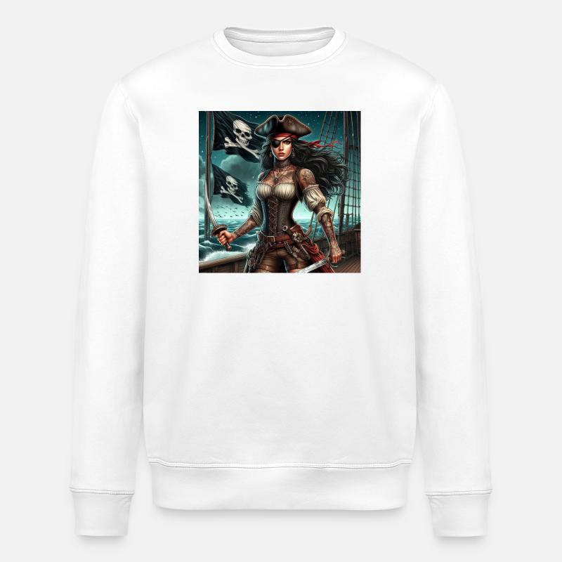 Piratenfrau - Stanley/Stella Unisex Bio-Sweatshirt ROLLER - Weiß
