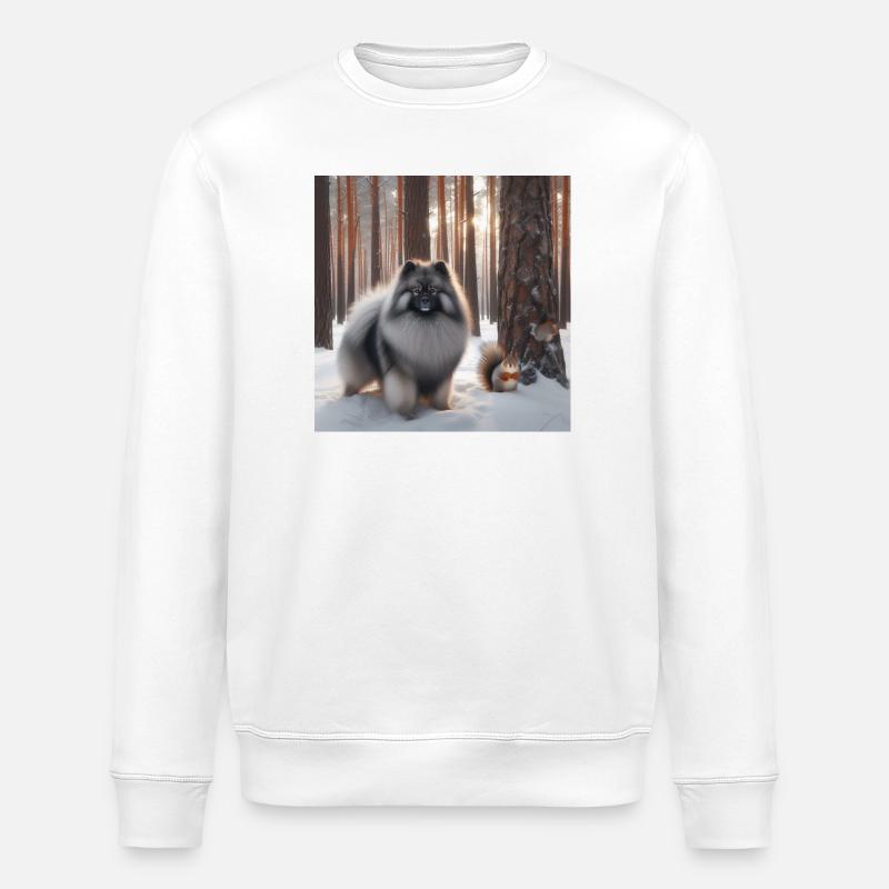 Keeshond Wolfspitz dans la neige - Sweat bio ROLLER Stanley/Stella Unisexe - blanc