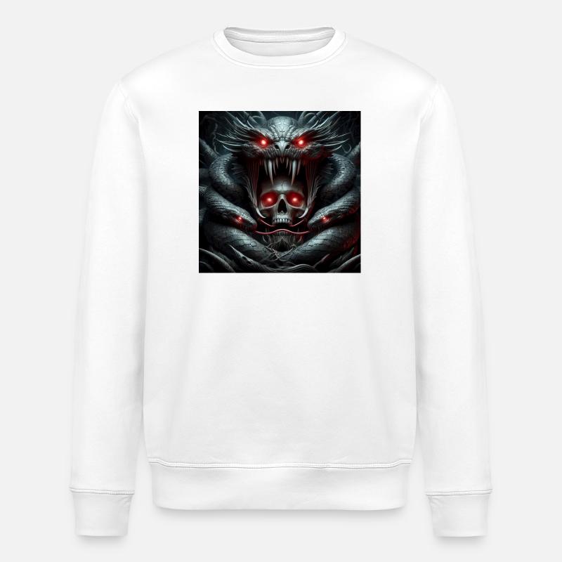 Skull devoured by snakes - Stanley/Stella ROLLER Unisex Organic Sweatshirt - white