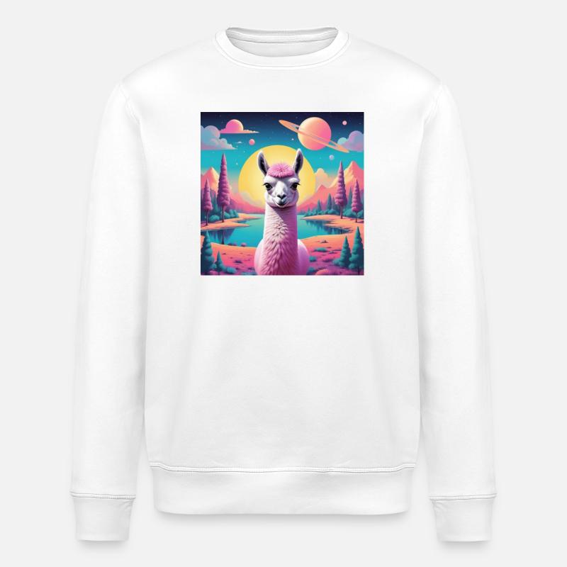 Lama de l’espace - Sweat bio ROLLER Stanley/Stella Unisexe - blanc