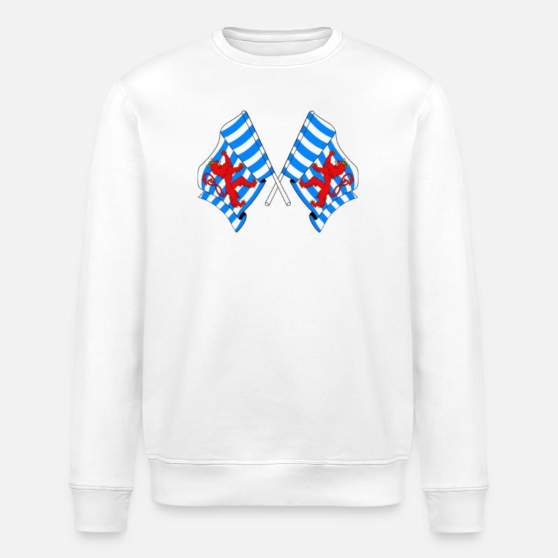 Deux drapeaux Luxembourg Belgique - Sweat bio ROLLER Stanley/Stella Unisexe - blanc