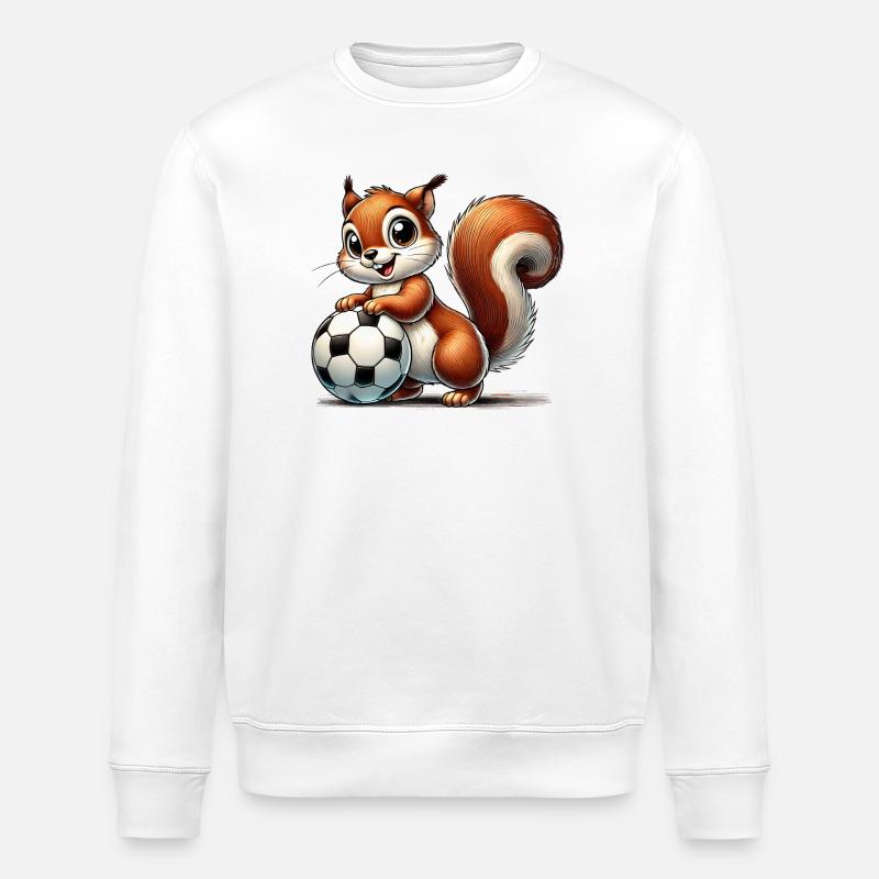 écureuil joyeux, jouant au football - Sweat bio ROLLER Stanley/Stella Unisexe - blanc