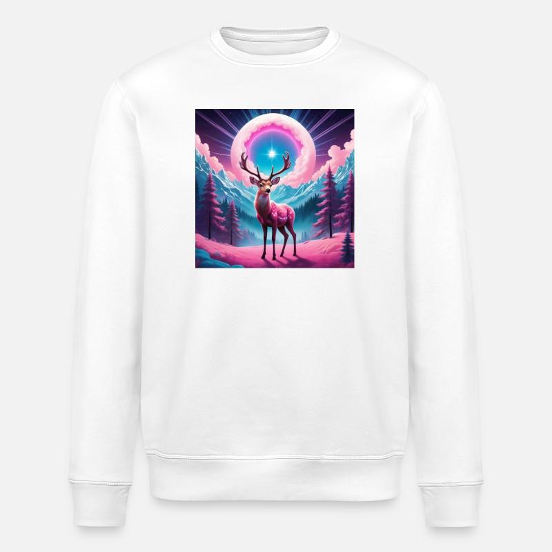 Deer on the mountain - Stanley/Stella ROLLER Unisex Organic Sweatshirt - white