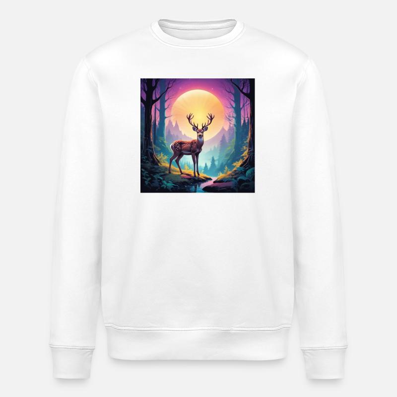 Cerfs dans la forêt - Sweat bio ROLLER Stanley/Stella Unisexe - blanc