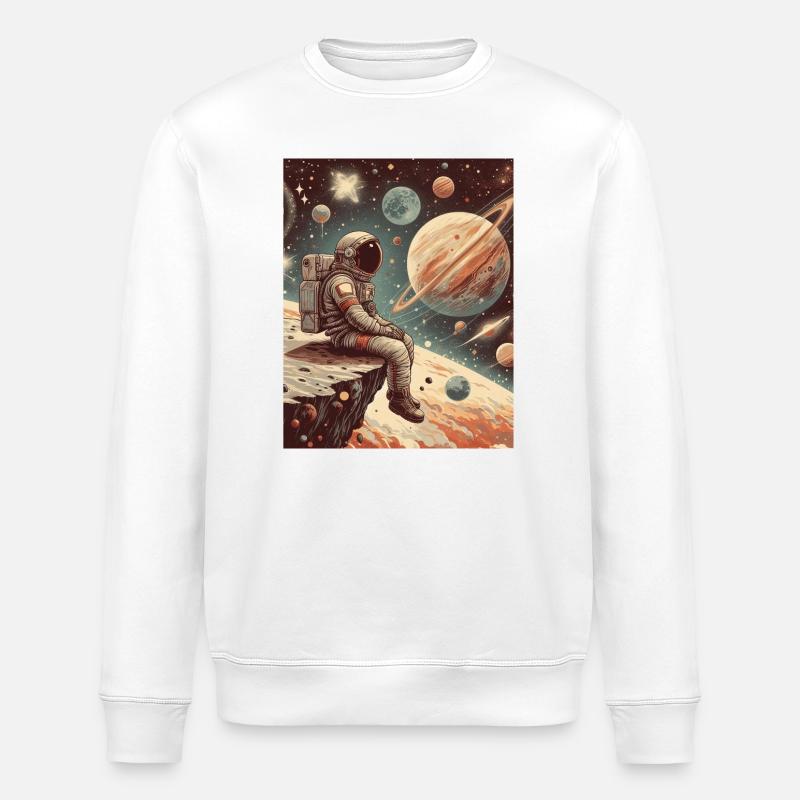 An Astronaut Exploring the infinite, - Stanley/Stella ROLLER Unisex Organic Sweatshirt - white