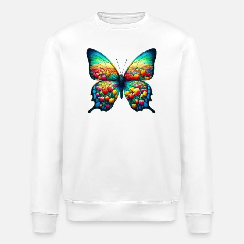 Schmetterling Tulpe Tulpen Holland - Stanley/Stella Unisex Bio-Sweatshirt ROLLER - Weiß