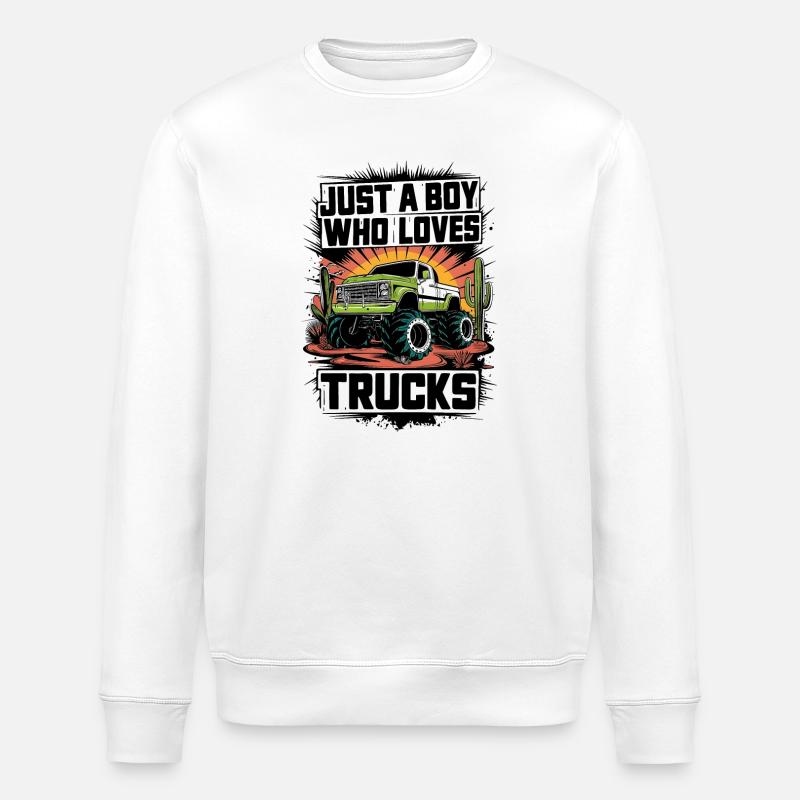 Conception de camion monstre Tracker jaune - Sweat bio ROLLER Stanley/Stella Unisexe - blanc