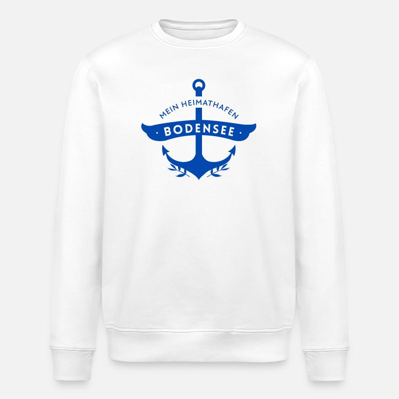 Mein Heimathafen Bodensee mit Anker - Stanley/Stella Unisex Bio-Sweatshirt ROLLER - Weiß