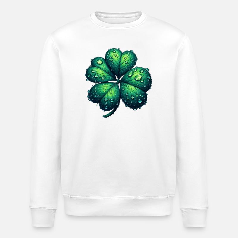 Four-leaf clover - Stanley/Stella ROLLER Unisex Organic Sweatshirt - white