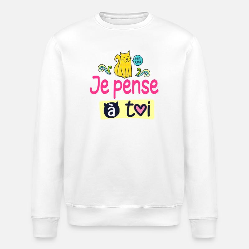 Ich denke an dich – Happy Cat - Stanley/Stella Unisex Bio-Sweatshirt ROLLER - Weiß
