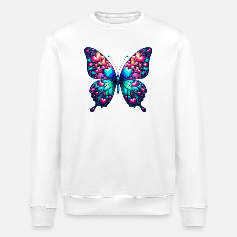 Coeur papillon coeurs petits coeurs - Sweat bio ROLLER Stanley/Stella Unisexe - blanc