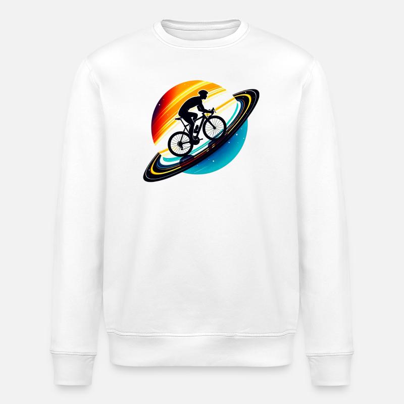 Radfahrer auf dem Saturn - Stanley/Stella Unisex Bio-Sweatshirt ROLLER - Weiß