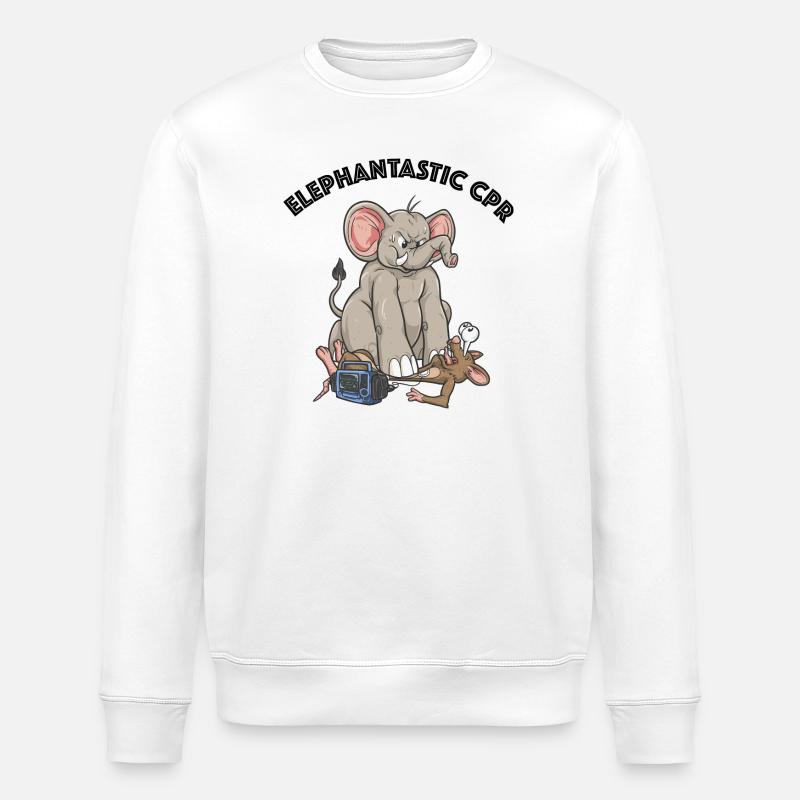 CPR Cartoon - Elephantasric CPR - Stanley/Stella Unisex Bio-Sweatshirt ROLLER - Weiß