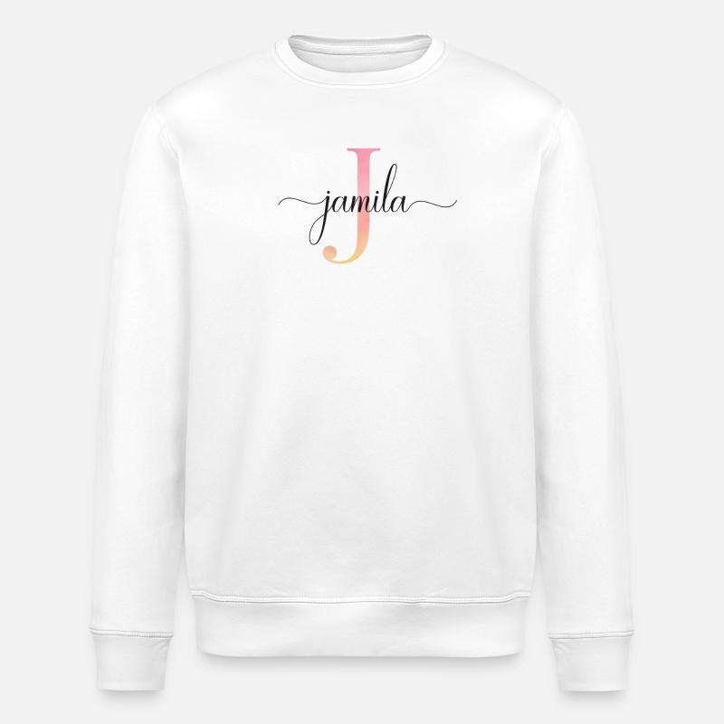J | Monogramme | Nom | Jamila|Aquarelle - Sweat bio ROLLER Stanley/Stella Unisexe - blanc