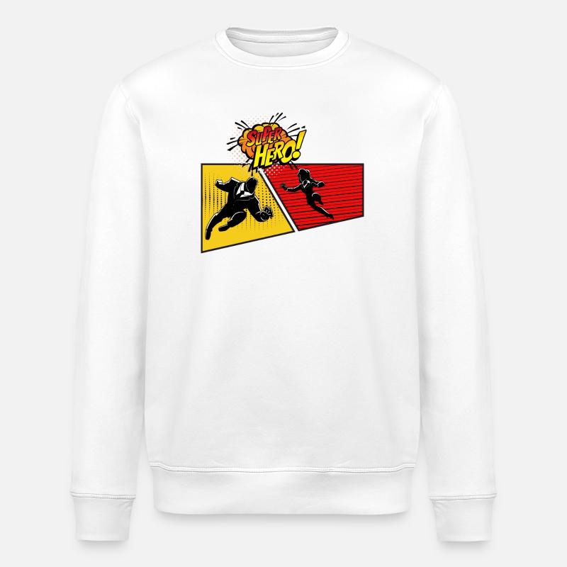Superhero Pop Art Panel - Stanley/Stella ROLLER Unisex Organic Sweatshirt - white