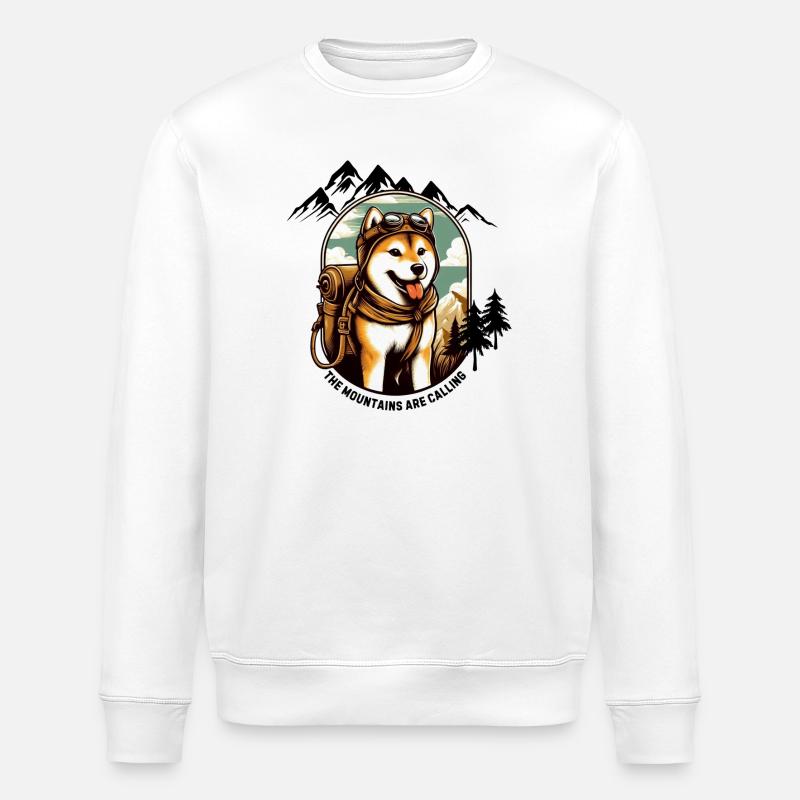 Shiba in den Bergen - Stanley/Stella Unisex Bio-Sweatshirt ROLLER - Weiß