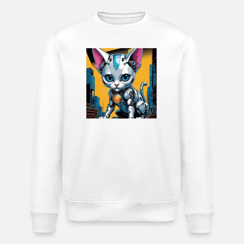 Robo Kitten - Stanley/Stella Unisex Bio-Sweatshirt ROLLER - Weiß