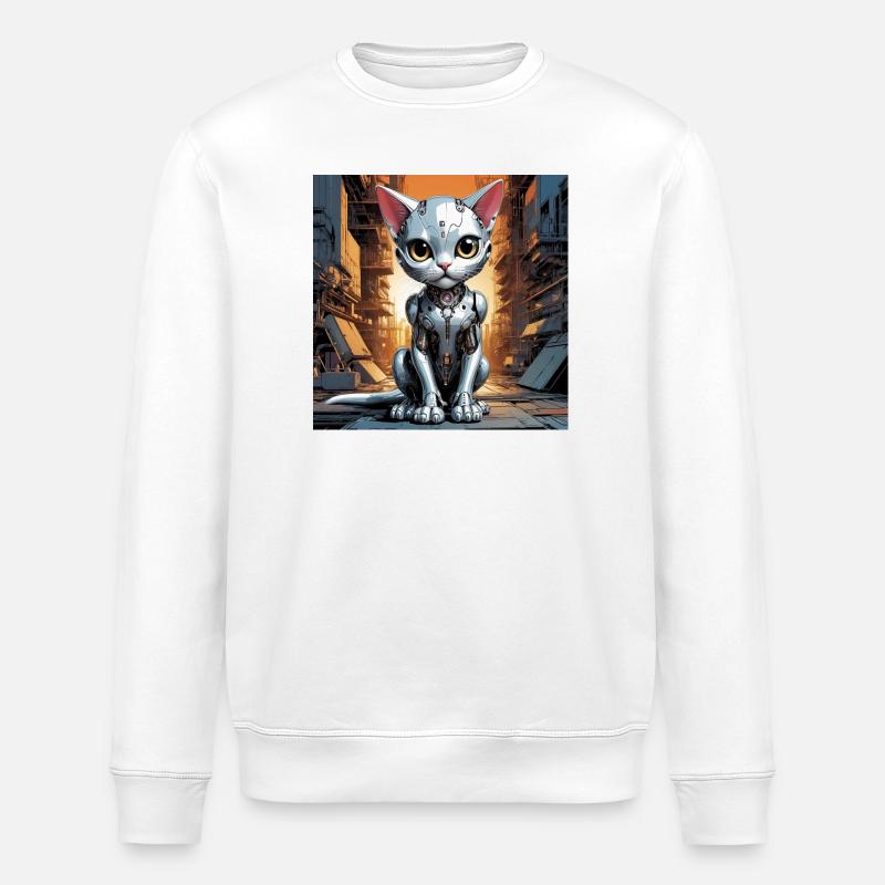 Robo Kitten - Stanley/Stella Unisex Bio-Sweatshirt ROLLER - Weiß