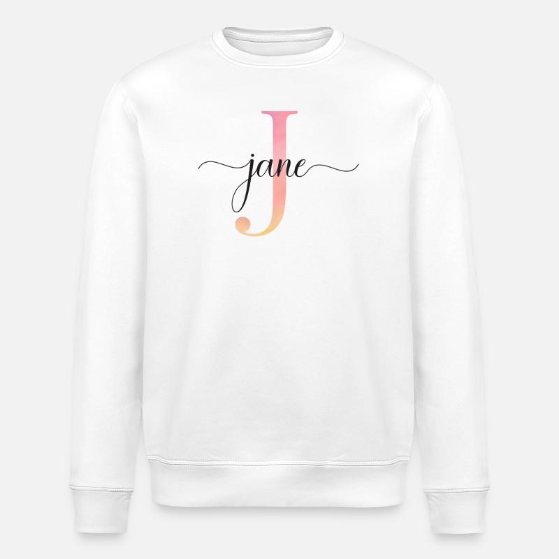 J | Monogramme | Nom | Jane |Aquarelle - Sweat bio ROLLER Stanley/Stella Unisexe - blanc