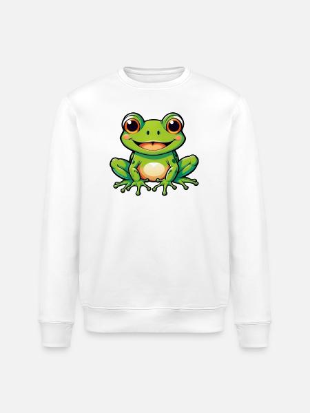 Niedlicher Kinder Cartoon Frosch - Stanley/Stella Unisex Bio-Sweatshirt ROLLER - Weiß