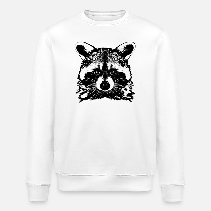 Waschbär / Raccoon / Kopf - Stanley/Stella Unisex Bio-Sweatshirt ROLLER - Weiß