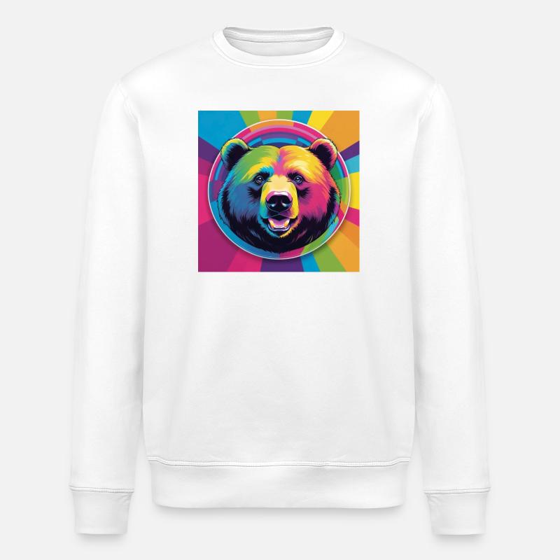 Rainbow Bear - Stanley/Stella Unisex Bio-Sweatshirt ROLLER - Weiß