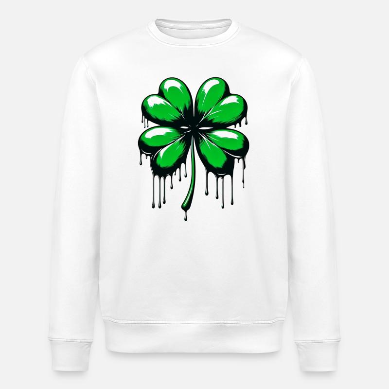 Four-leaf clover - Stanley/Stella ROLLER Unisex Organic Sweatshirt - white