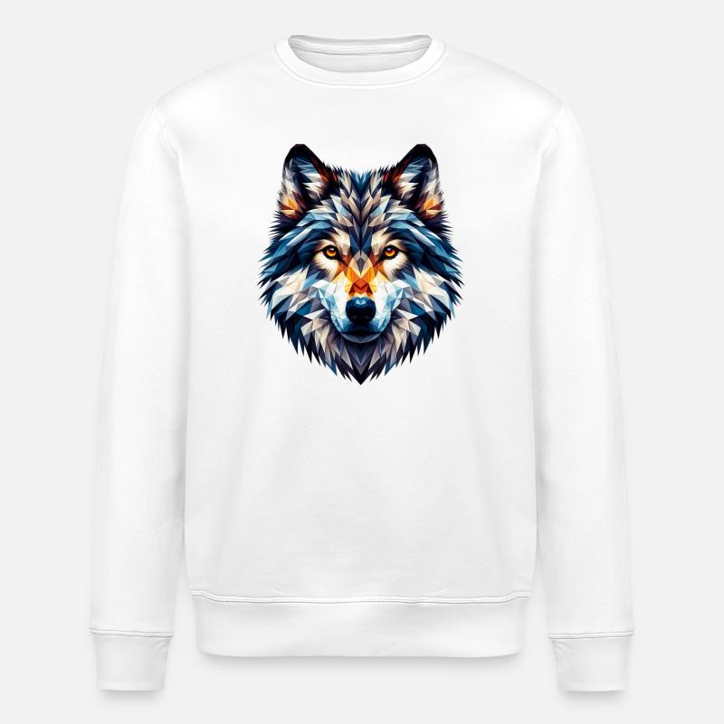 Polygonal Wolf - Stanley/Stella ROLLER Unisex Organic Sweatshirt - white