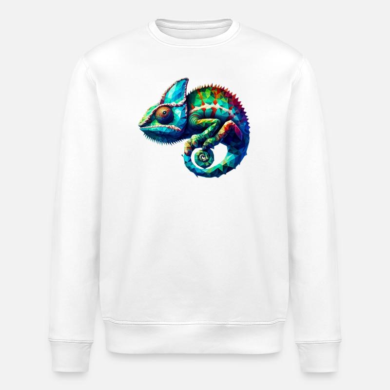 Polygonal Chameleon - Stanley/Stella ROLLER Unisex Organic Sweatshirt - white