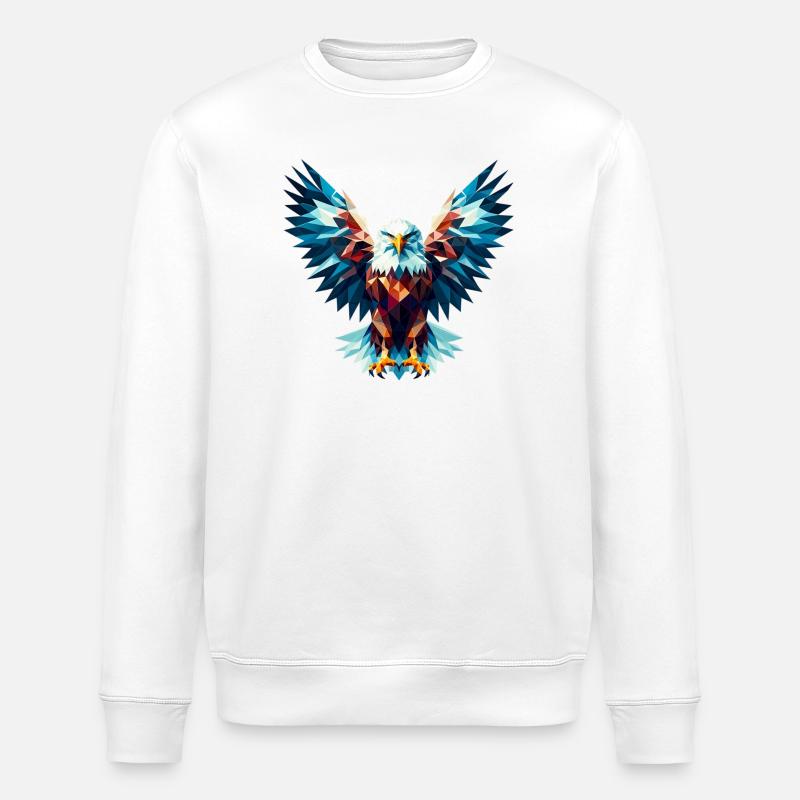 Polygonal Eagle - Stanley/Stella ROLLER Unisex Organic Sweatshirt - white