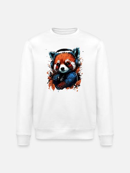 Panda roux mélomane mignon - Sweat bio ROLLER Stanley/Stella Unisexe - blanc