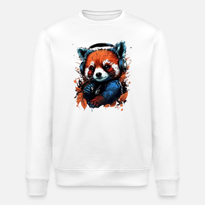 Niedlicher musikbegeisterter roter Panda - Stanley/Stella Unisex Bio-Sweatshirt ROLLER - Weiß