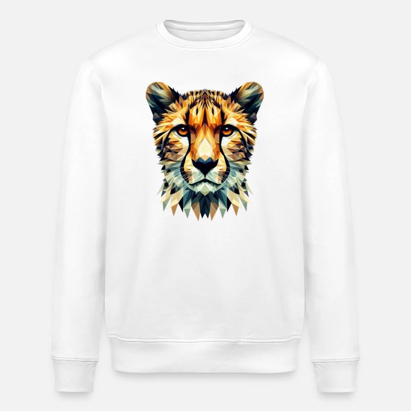 Guépard polygonal - Sweat bio ROLLER Stanley/Stella Unisexe - blanc