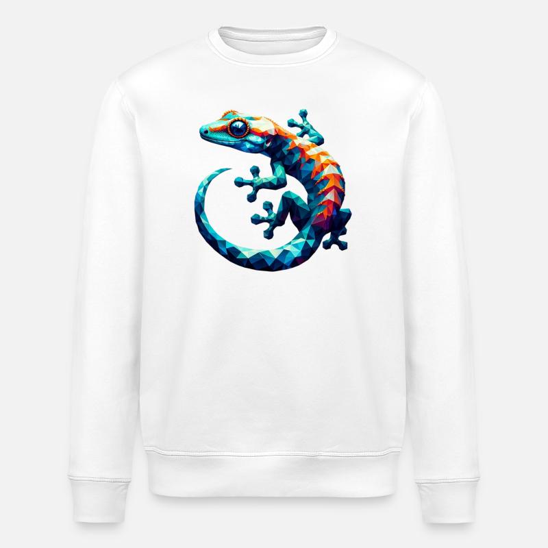 Polygonal gecko - Stanley/Stella ROLLER Unisex Organic Sweatshirt - white