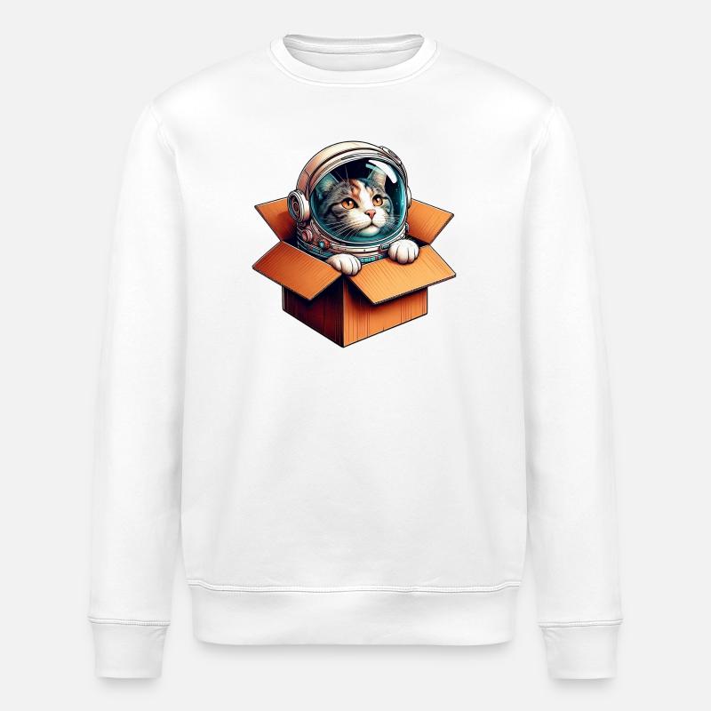 Chat astronaute - Sweat bio ROLLER Stanley/Stella Unisexe - blanc