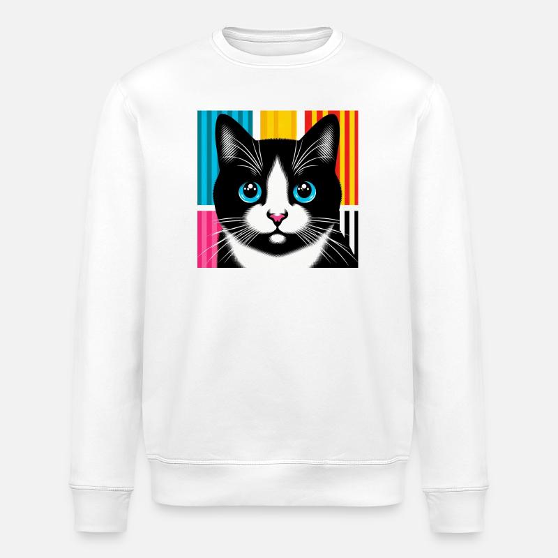 Katze - Stanley/Stella Unisex Bio-Sweatshirt ROLLER - Weiß