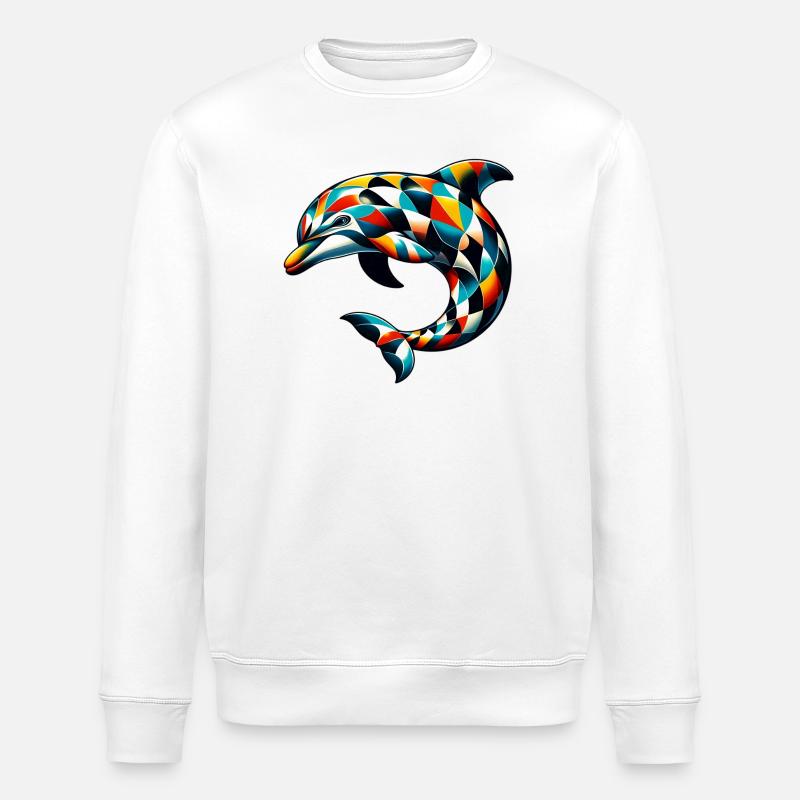 Harlekin-Delfin - Stanley/Stella Unisex Bio-Sweatshirt ROLLER - Weiß