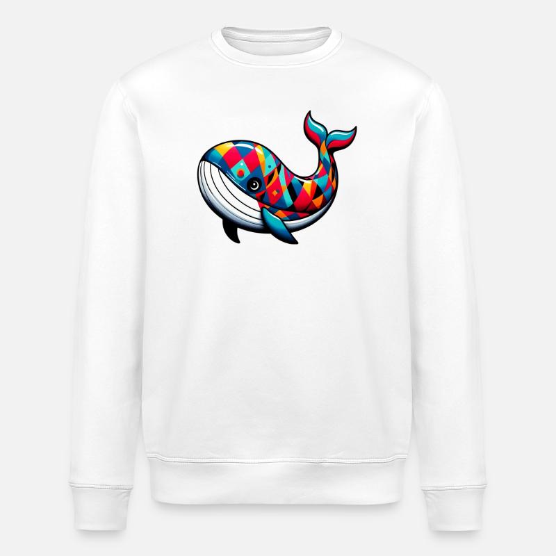 Arlequin baleine - Sweat bio ROLLER Stanley/Stella Unisexe - blanc